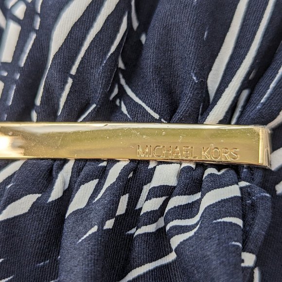 Michael Kors Palm Print Two Piece Tankini Bikini Bottoms Navy White One Shoulder - Picture 5 of 14